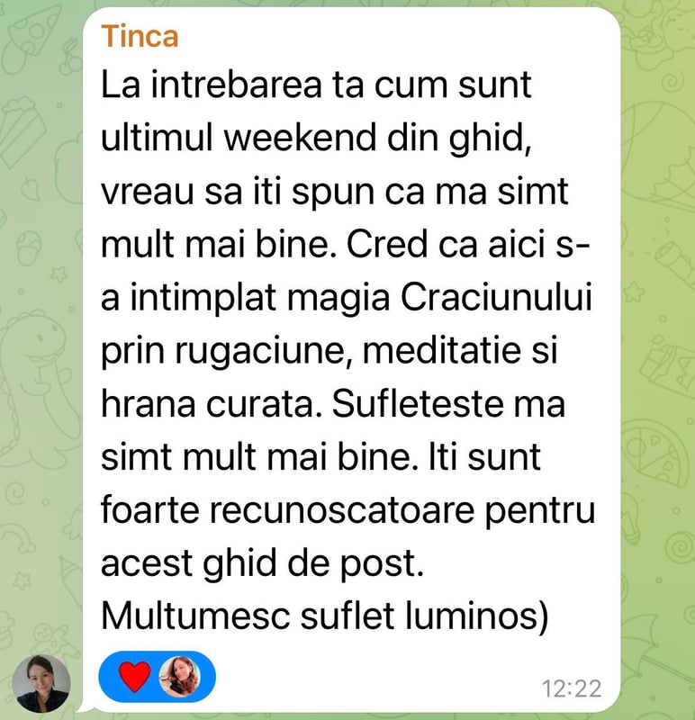 Tinca’s message about the fasting guide
